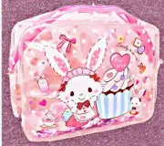 Sanrio Wish Me Mell Transparent Cosmetic Bag Pink Cupcake Sequin Clear Vinyl Bag