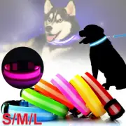 USB Rechargeable Safety LED Dog Flashing Light Up Leash Pet Collars Glow Nylon