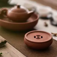 在飛比找ETMall東森購物網優惠-紫砂茶壺蓋碗蓋子配件紅泥蓋置陶瓷壺蓋托茶具墊茶道零配小號茶船