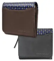 Brooks Brothers Tri-Fold Fold Over Zipper Pocket Wallet Small Leather Wallet