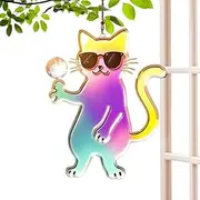 Cat Sun Catcher for Window | Kitten Pendant - Acrylic Decoration Colorful Wall Art for Living Room Kitchen Garden Window Panels