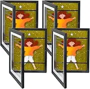 Q.Hou Kids Artwork Picture Frames 4 Pack 8.5x11, Wood Front Opening Holds 50, Black Great for Drawings, Children Art Projects (UK-8612BK-4PK)