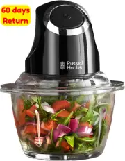 RHMFP5BLK Mini Chopper Stainless Steel Blade One Touch 1L Glass Bowl Matte Black