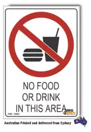 No Food Or Drink In This Area Sign