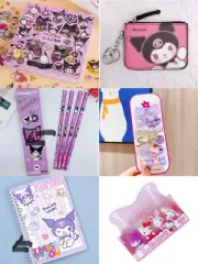Sanrio Kawaii Kuromi Gift Set Sticker/Notebook/Wallet/hairClips/Pencils/ Eraser