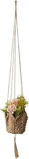 GORGECRAFT Macrame Plant Hanger 97 cm Jute Rope Crochet Woven Pot Holder for Hanging Decorative Flower Pot Tassels Long Basket Stand Fence with S Shaped Hook for Indoor and Outdoor Wall