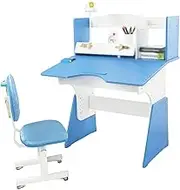 Kids Desk and Chair Set,Height Adjustable Children Study Table,Study Desk Chair with Storage Rack, Suitable for Reading,Drawing and Learning (Color : Blue)