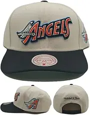 Los Angeles Angels of Anaheim New Off Word Pro Off White Black Blue Era Snapback Hat Cap, Cream, One Size