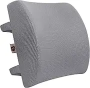 LOVEHOME Lumbar Pillow for Chair and Car, Back Support for Office, Memory Foam Cushion with Mesh Cover - Gray
