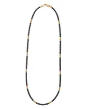 Lagos Ceramic & 18K Yellow Gold Black Caviar Necklace, 18