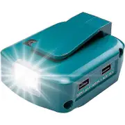 Makita 14-18V Lithium-ion Battery Power Source USB Phone Charger Adapter - Dual USB Ports, 12V DC Port, 3W LED Flashlight