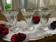 Anchor Hocking Clear Glass Fluted Ice Cream Dessert Cups Fluted Sundae Set Of 3