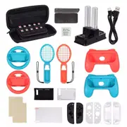 Nintendo Switch 17-in-1 Accessories Kit Wheel Grip Carrying Case Fast Charging