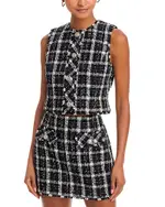 French Connection Windowpane Tweed Crop Top