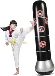 Kisangel 1PC PVC Inflatable Sandbag Thickened Vertical Boxing Column for Home Fitness Decompression Tumbler for Martial Arts Training Improves Agility Hand Eye Coordination