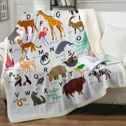 Kids Alphabet Animals Names Throw Blanket