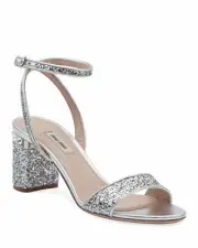 MIU MIU SILVER GLITTER SWAROVSKI CRYSTALS HEEL WEDDING 40 41 I LOVE SHOES 80 MM