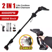 3500W Cordless Mini Chainsaw High Branch Saw Telescoping Pruner 40000RPM EU Plug
