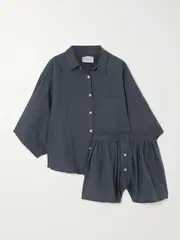 [Deiji Studios] Deiji Studios - The 03 Washed-linen Shirt And Shorts Set - Indigo - SM SM Blue