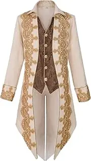 [CARUHIF] Men's Medieval Tailcoat Jacket Embroidery Vintage Gothic Steampunk Tuxedo