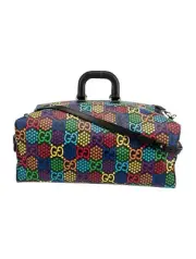 GUCCI Psychedelic GG Web monogram black coated canvas leather duffle travel bag