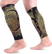 [MASSIKOA] Vintage Bohemian Crescent Moon Sports Calf Compression Sleeves Leg Compression Socks Calf Guard for Running, Cycling, Maternity, Travel, Nurses