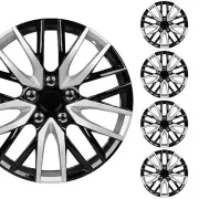 16" Black Silver Two-Tone Snap On Wheel Covers - Set of 4 Hubcaps for Cars Truck