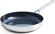 Blue Diamond Cookware Tri-Ply Stainless Steel Ceramic Nonstick, 28cm Frying Pan Skillet, PFAS-Free, Multi Clad, Induction, Dishwasher Safe, Oven Safe, Silver