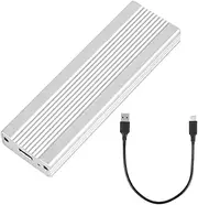 M.2 NVMe/ Dual Protocol Mobile Hard Disk Case USB3.1 Type-C External SSD Enclosure Aluminum Alloy Shell Silver