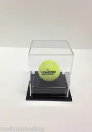 Tennis Ball Display Case Acrylic Perspex: Black Premium Australian Open Signed