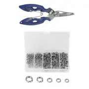 200Pcs Stainless Steel 5 Size Fishing Split Rings Lures Tackle Set With Pliers