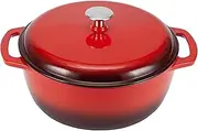 Amazon Basics Enameled Cast Iron Covered Round Dutch Oven, 4.1 Liters / 4.3-Quart, Red