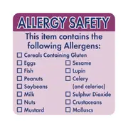 Hygiplas Removable Allergen 'Contains' Label 2' (Roll 500)