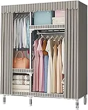 Canvas Wardrobe Portable Wardrobe Shelves, Clothes Closet Storage Organizer with Hanging Rail, Shelves, Fabric Wardrobe for Bedroom, Living Room,D-106X45X170CM
