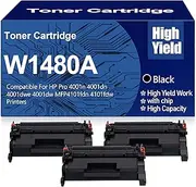148A W1480A Toner Cartridges Black High Yield High Capacity Compatible for HP Pro 4001n 4001dn 4001dwe 4001dw MFP4101fdn 4101fdw Printers,148A Black-3PC