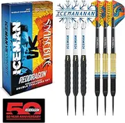RED DRAGON Peter Wright 'Snakebite' v Gerwyn Price 'Iceman' DWC Brass Darts Set with Flights and Shafts (Stems)