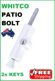 WHITE WHITCO PATIO BOLT LOCKABLE 2 x KEYS SLIDING DOOR LOCK W2206316C4