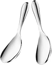 LIGIGWASH 2Pcs Stainless Steel Rice Scoop Non Stick Kitchen Utensils with Ergonomic Handle Mirror Polished for Easy Cleaning Efficient Rice Paddle for Cooking and Serving
