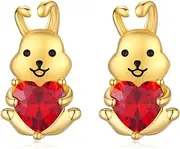 [MEDWISE] Rabbit Stud Earrings Girls 925 Sterling Silver Rabbit Earrings Gold Jewellery Koala for Women Children Koala Lovers Birthday Gift, 16 * 9mm, Sterling Silver, Cubic Zirconia