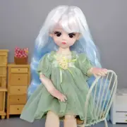 1/6 BJD Doll Toy Cute 12 inch Girl Doll w/ Makeup Face Gradient Wig Dress Shoes