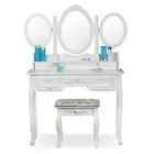 Dressing Table Stool Set Mirror Jewellery Cabinet 7 Drawers Organizer White