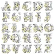 Fit Original Bangle Bracelet DIY A-Z Alphabet Charms Bead 925 Sterling Silver CZ