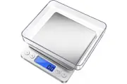 Digital Kitchen Scale 3000g/ 0.1g, Pocket Food Scale 6 Measure Modes, LCD, Tare, Digital Scale Grams and Ounces with 2 Trays