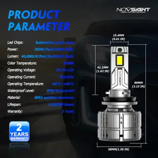 Novsight h11 led 大燈 N60汽車最新設計的 led 燈 200W 40000LM