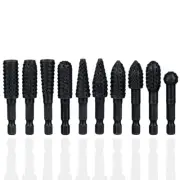 10Pcs Rotary Burr Rasp Set Wood Carving File Rasp Drill Bits 1/4'' Hex Shank ...