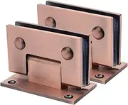 Glass Hinges,Shower Door Hinges, Glass Door Hinge,2 Pieces of 304 Stainless Steel Glass Door Hinge, Red Bronze 90° Two-Way Bathroom Glass Clip, 8-12mm Frameless Shower Door Hinge