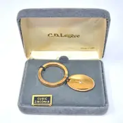 Vintage C.D. Legere Key Chain Gold Plated w/ Cubic Zirconia w/ Box NOS