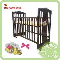 在飛比找PChome商店街優惠-Mother's Love 原木嬰兒床 木製中床 睡夢熊