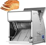 Commercial Bread Slicer, 12mm Thickness Electric Bread Cutting Machine, Professional Stainless Steel Bread Cutting Machine, Adjustable Inlet & Outlet, Kitchen Appliance for Bakery, Coffee Shop