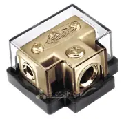 Xscorpion 0/4 Gauge Gold Terminal T Distribution Block With Adapters TB0444G